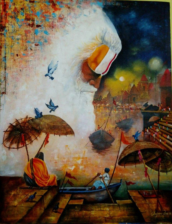 Banaras Ghat Painting by Arjun Das | ArtZolo.com
