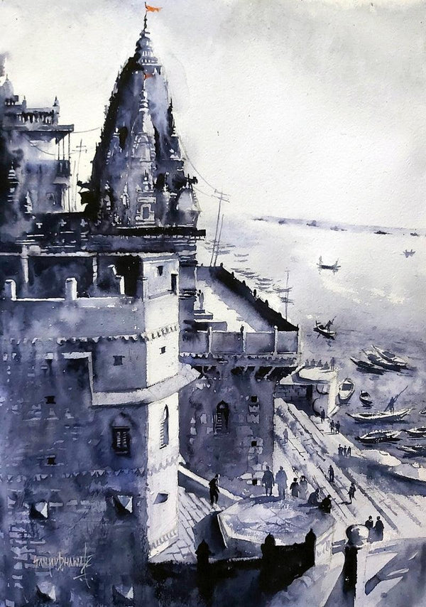 Banaras Ghat Painting by S Dhawale | ArtZolo.com