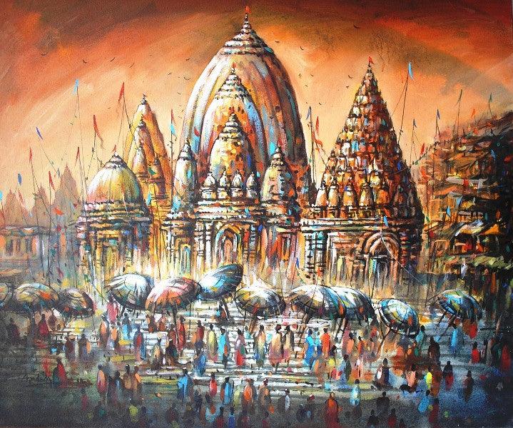 Banaras Ghat Iii Painting by Ananda Das | ArtZolo.com