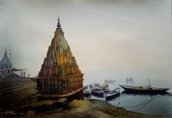 Banaras Ghat No 6 Painting by Amit Bhar | ArtZolo.com