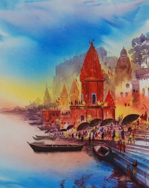 Banaras Temple Painting by Anand Bekwad | ArtZolo.com