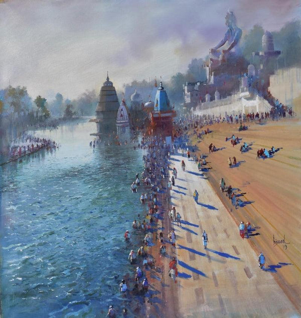 Banaras (Varanasi) Ghat Painting by Bijay Biswaal | ArtZolo.com