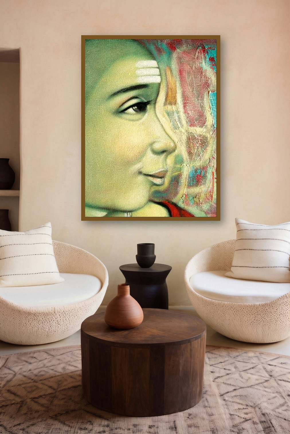 Batu (Untitled) by artist Apet Pramod displayed in a Museum Style gallery
