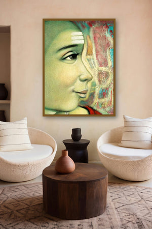 Batu (Untitled) by artist Apet Pramod displayed in a Museum Style gallery