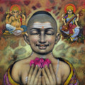 Religious acrylic painting titled 'Batu', 24x24 inches, by artist Apet Pramod on Canvas