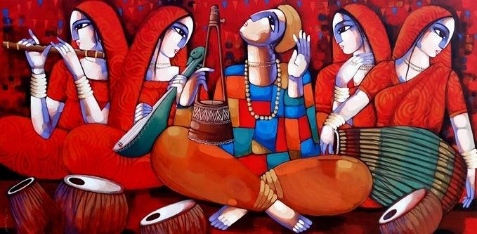 Baul 1 Painting by Sekhar Roy | ArtZolo.com