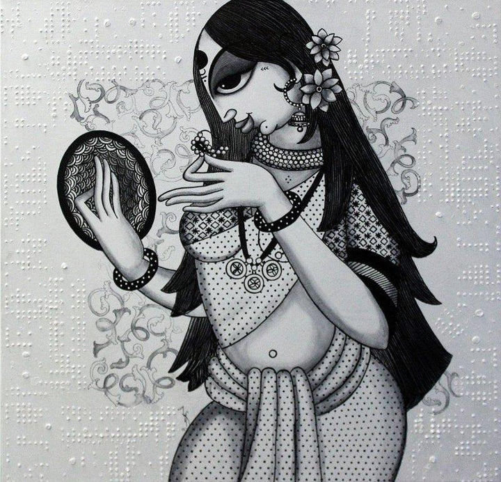 Beautiful Lady Painting by Varsha Kharatamal | ArtZolo.com