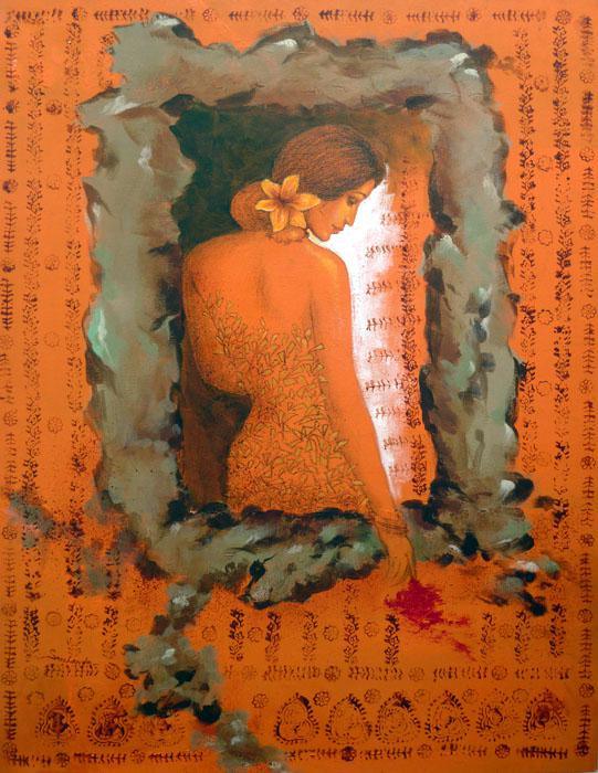 Beautiful Woman Painting by Manoj Sen | ArtZolo.com