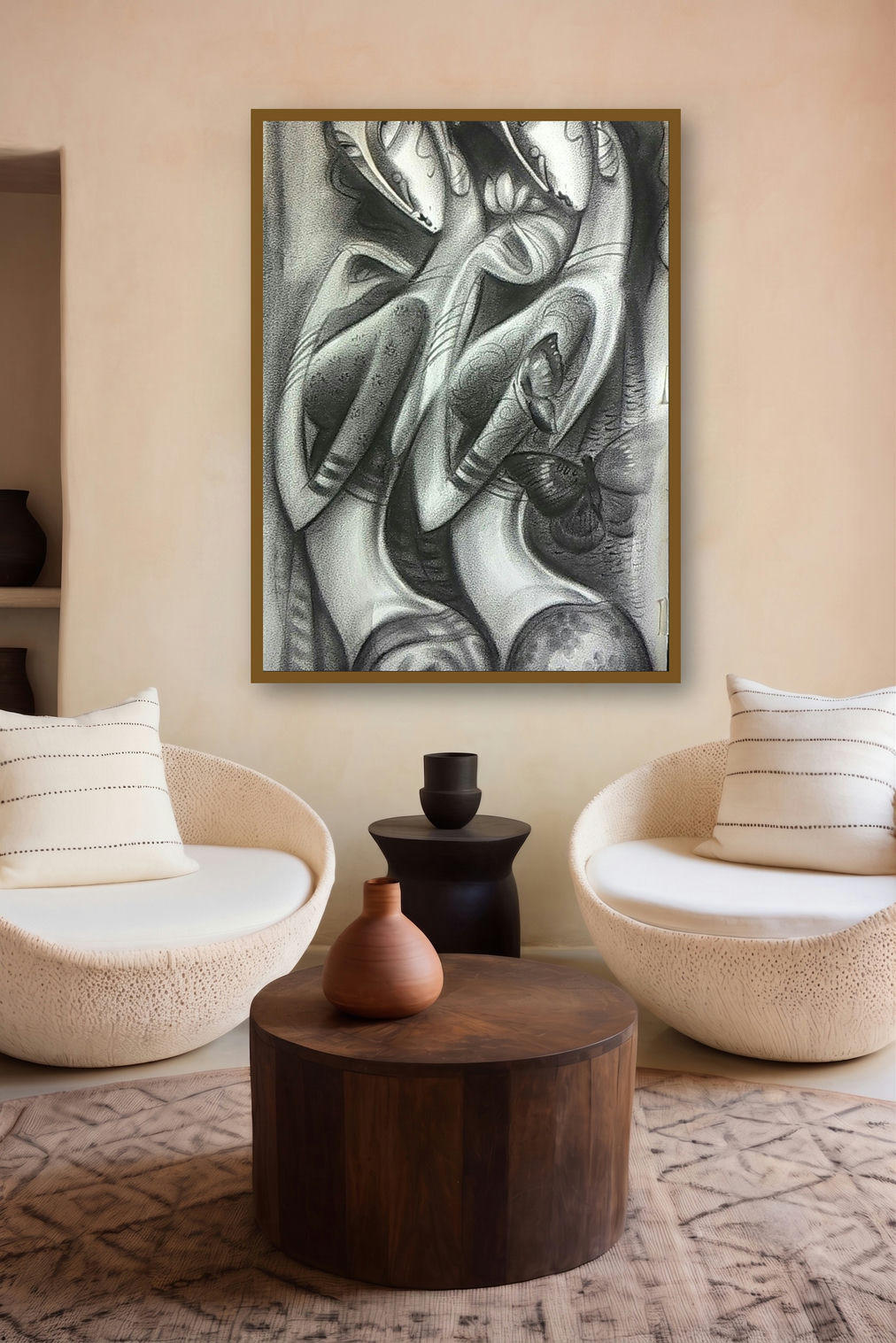 Beautiful Women (A Moment of Connection) by artist Ramesh Pachpande displayed in a Boutique gallery