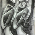 Figurative charcoal painting titled 'Beautiful Women', 29x21 inches, by artist Ramesh Pachpande on Paper