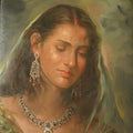 Portrait oil painting titled 'Beauty 1', 21x17 inches, by artist Sabir Hussain on Canvas