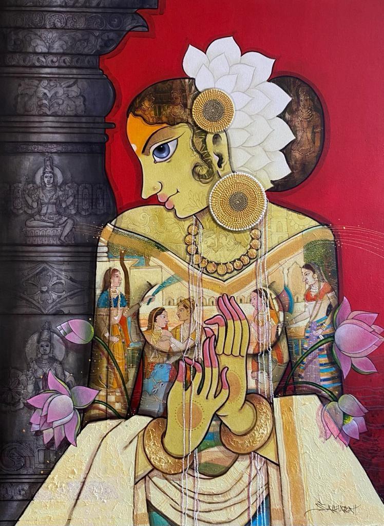 Figurative acrylic painting titled 'Beauty 1', 48x36 inches, by artist Sachin Kharat on Canvas