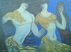 Figurative acrylic painting titled 'Beauty', 36x48 inches, by artist Ramesh Gujar on Canvas