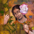 Figurative acrylic painting titled 'Beauty', 24x24 inches, by artist Apet Pramod on Canvas