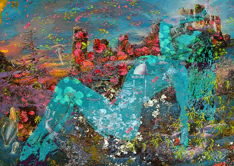 Figurative mixed media painting titled 'Beauty', 32x45 inches, by artist Anil Kumar on Canvas