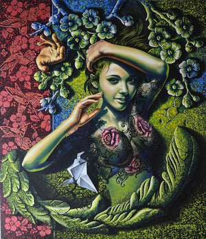 Figurative acrylic painting titled 'Beauty', 40x36 inches, by artist Prashanta Nayak on Canvas