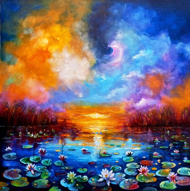 Nature acrylic painting titled 'Beauty Of Nature 2', 36x36 inches, by artist Arjun Das on Canvas