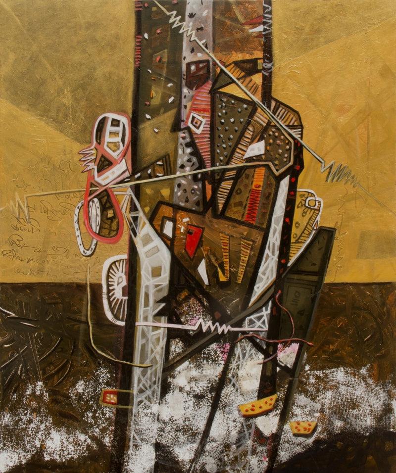 Abstract acrylic painting titled 'Beauty Of Nature', 36x30 inches, by artist Chandra Bhushan Srivastava on Canvas