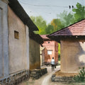 Landscape watercolor painting titled 'Beauty Of Village', 14x10 inches, by artist Niketan Bhalerao on On Paper