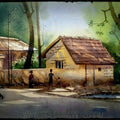 Landscape watercolor painting titled 'Beauty of village 2', 16x12 inches, by artist Sohel Sayyad on paper