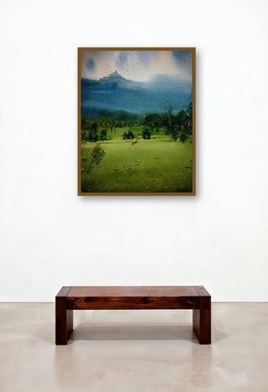 Beauty Of Village (Mountain Vista) by artist Sohel Sayyad displayed in a Traditional Foyer