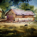 Landscape watercolor painting titled 'Beauty of village', 12x16 inches, by artist Sohel Sayyad on paper