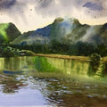 Landscape watercolor painting titled 'Beauty of village', 12x16 inches, by artist Sohel Sayyad on Paper