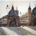 Cityscape watercolor painting titled 'Belgrade Serbia', 7x11 inches, by artist Arunava Ray on Paper