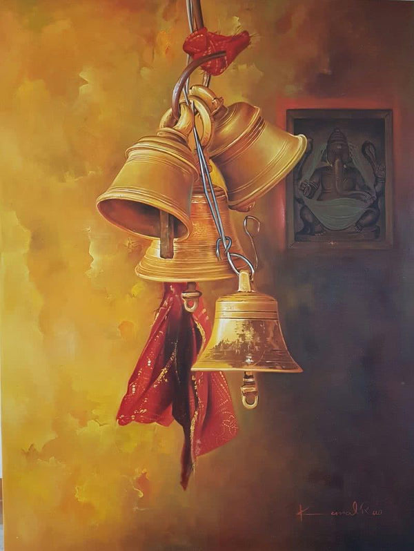 Bells And Ganesha 2 Painting by Kamal Rao | ArtZolo.com