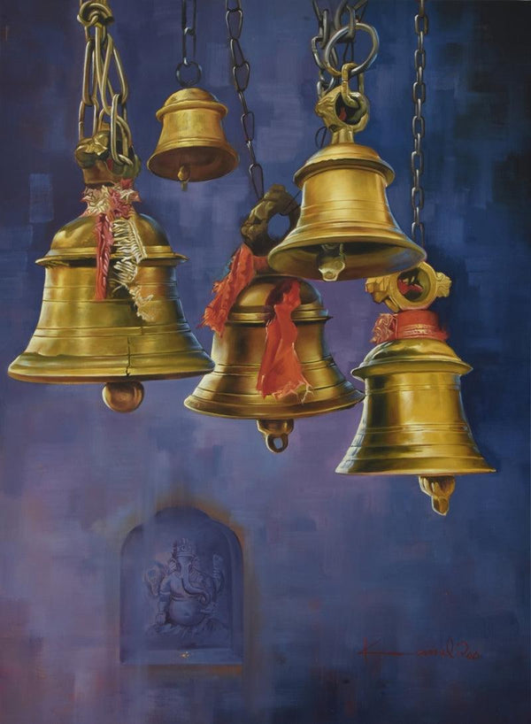 Bells And Ganesha Ii Painting by Kamal Rao | ArtZolo.com