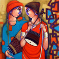 Figurative acrylic painting titled 'Bengali Tune 251', 30x30 inches, by artist Sekhar Roy on Canvas