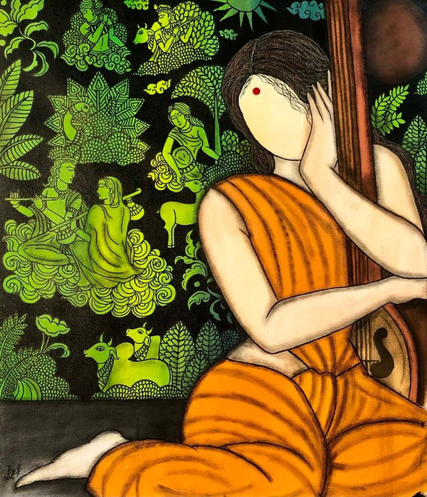 Bhakti Krishna Series Painting by Mrinal Dutt | ArtZolo.com