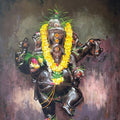 Religious acrylic painting titled 'Bhalchandra', 40x30 inches, by artist Sathya Gandhi on Canvas