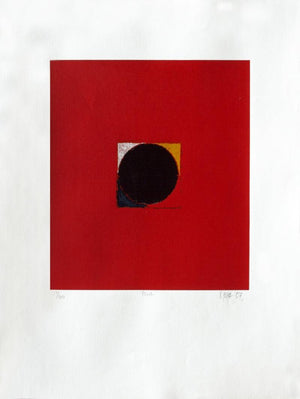 Abstract serigraphs painting titled 'Bindu', 40x30 inches, by artist S. H. Raza on Paper