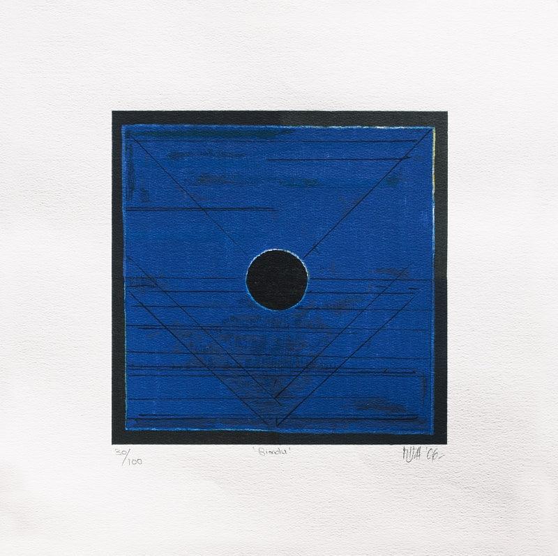 Abstract serigraphs painting titled 'Bindu', 20x20 inches, by artist S. H. Raza on Paper