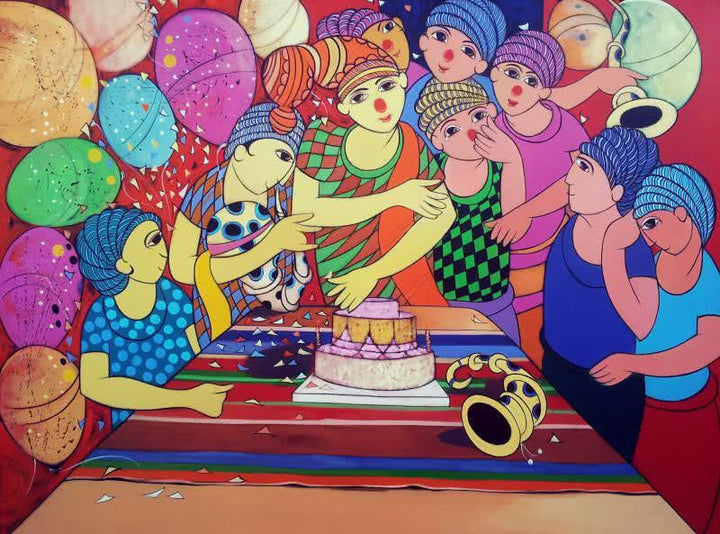 Birthday Celebration Painting by Dnyaneshwar Bembade | ArtZolo.com