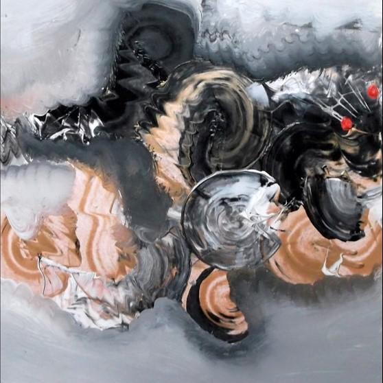 Black And Beige Abstarct Painting by Deepak Guddadakeri | ArtZolo.com