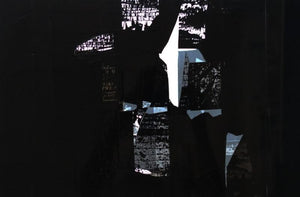 Abstract mixed media painting titled 'Black', 12x18 inches, by artist Gajanan Kabade on Synthic Board