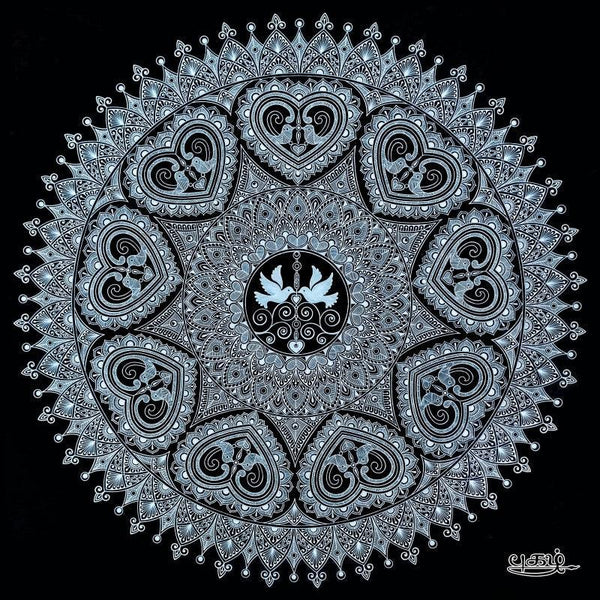 Black Heart In Mandala Drawing by V Pugalenthi | ArtZolo.com