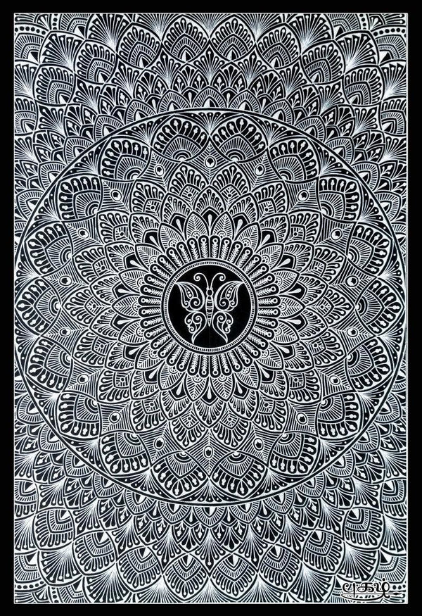 Black Mandala Drawing by V Pugalenthi | ArtZolo.com