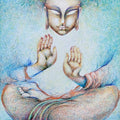 Religious oil pastel painting titled 'Blessing', 27x21 inches, by artist N P Pandey on Paper