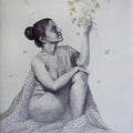 Nude mixed media painting titled 'Blossom 2', 48x36 inches, by artist Mansi Sagar on Canvas