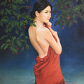 Figurative oil painting titled 'Blossom', 48x36 inches, by artist Kamal Rao on Canvas