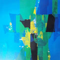 Abstract mixed media painting titled 'Blue', 38x44 inches, by artist Gajanan Kabade on Synthic Board