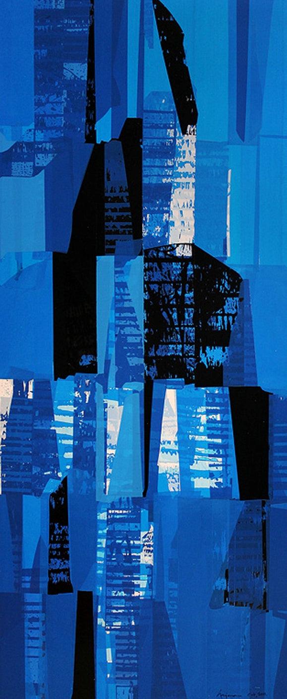 Blue Black Painting by Gajanan Kabade | ArtZolo.com