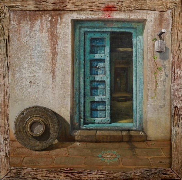 Blue Door 2 Painting by Gopal Pardeshi | ArtZolo.com