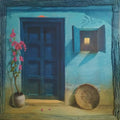 Still-life acrylic painting titled 'Blue Door 2', 60x60 inches, by artist Gopal Pardeshi on Canvas