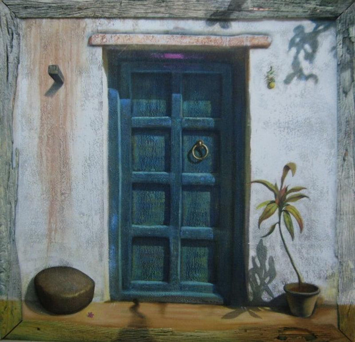 Blue Door Painting by Gopal Pardeshi | ArtZolo.com