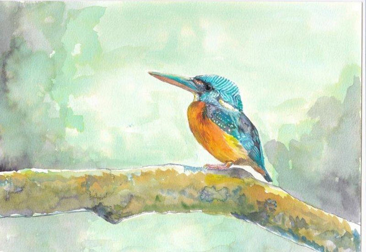 Blue Eared Kingfisher Painting by Yashodan Heblekar | ArtZolo.com