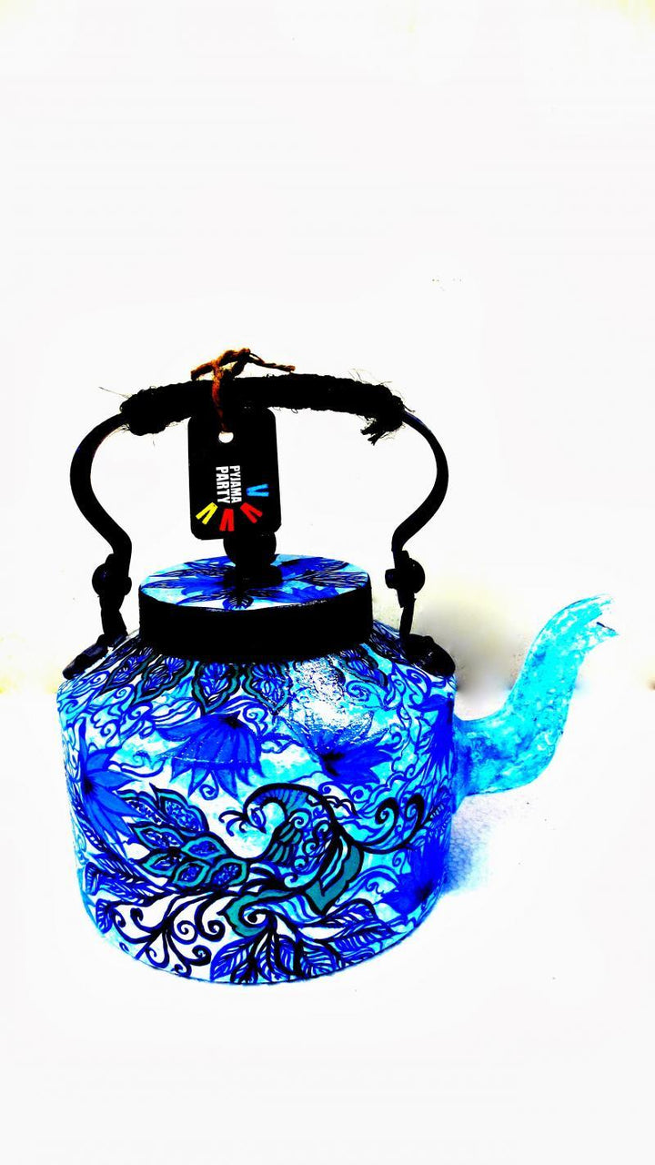 Blue Peacock Tea Kettle Handicraft by Rithika Kumar | ArtZolo.com
